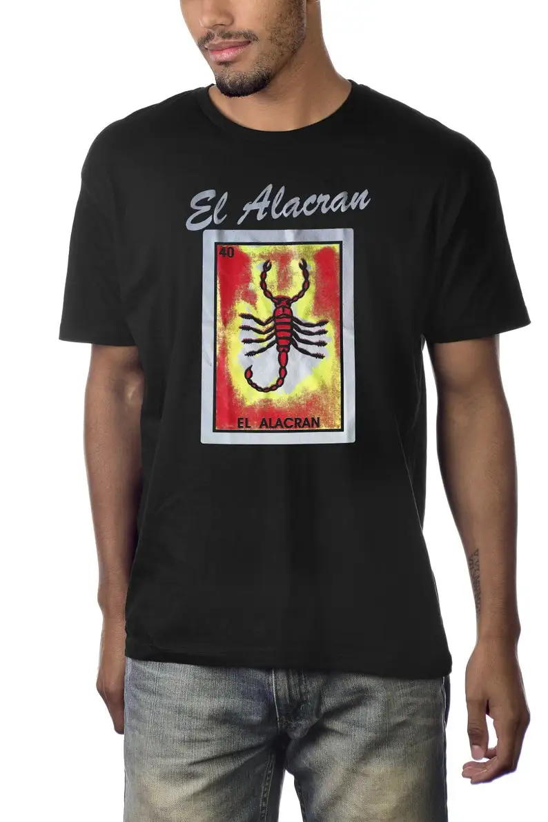 

Новинка, забавная черная футболка El Alacran Loteria с мексиканским бинго