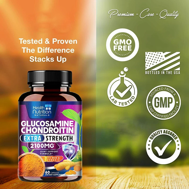 

Glucosamine Chondroitin Turmeric Extract, Promotes Healthy Knees, Hands, Back and Joints and Boosts Immunity.