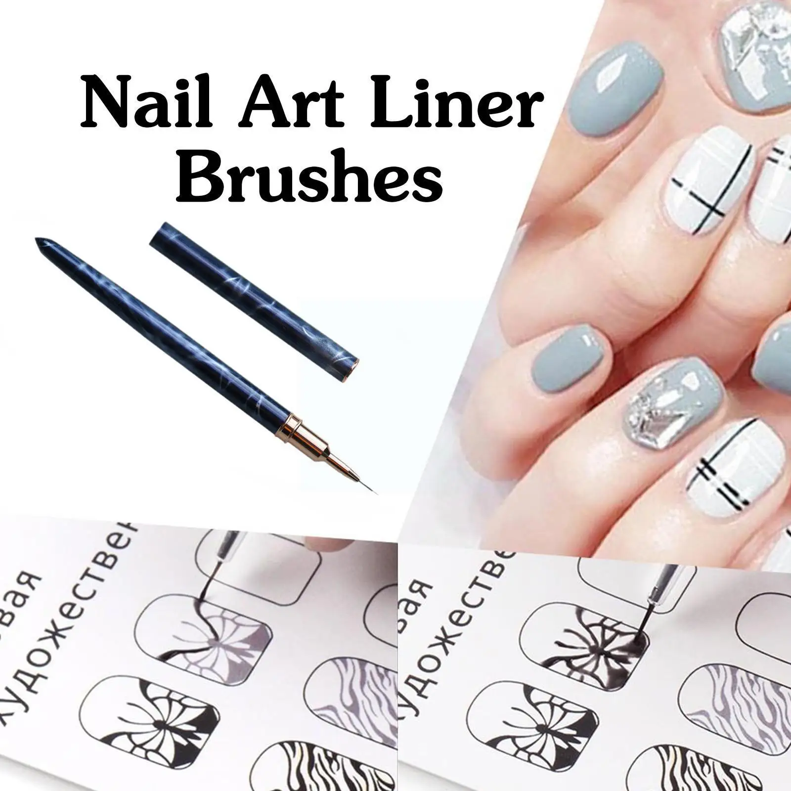 

Nail Art Liner Brushes 7mm 9mm 11mm 15mm 25mm Painting Pen 3D DIY Acrylic UV Gel Brushes Drawing Kit For Long Lines Black Y9B5