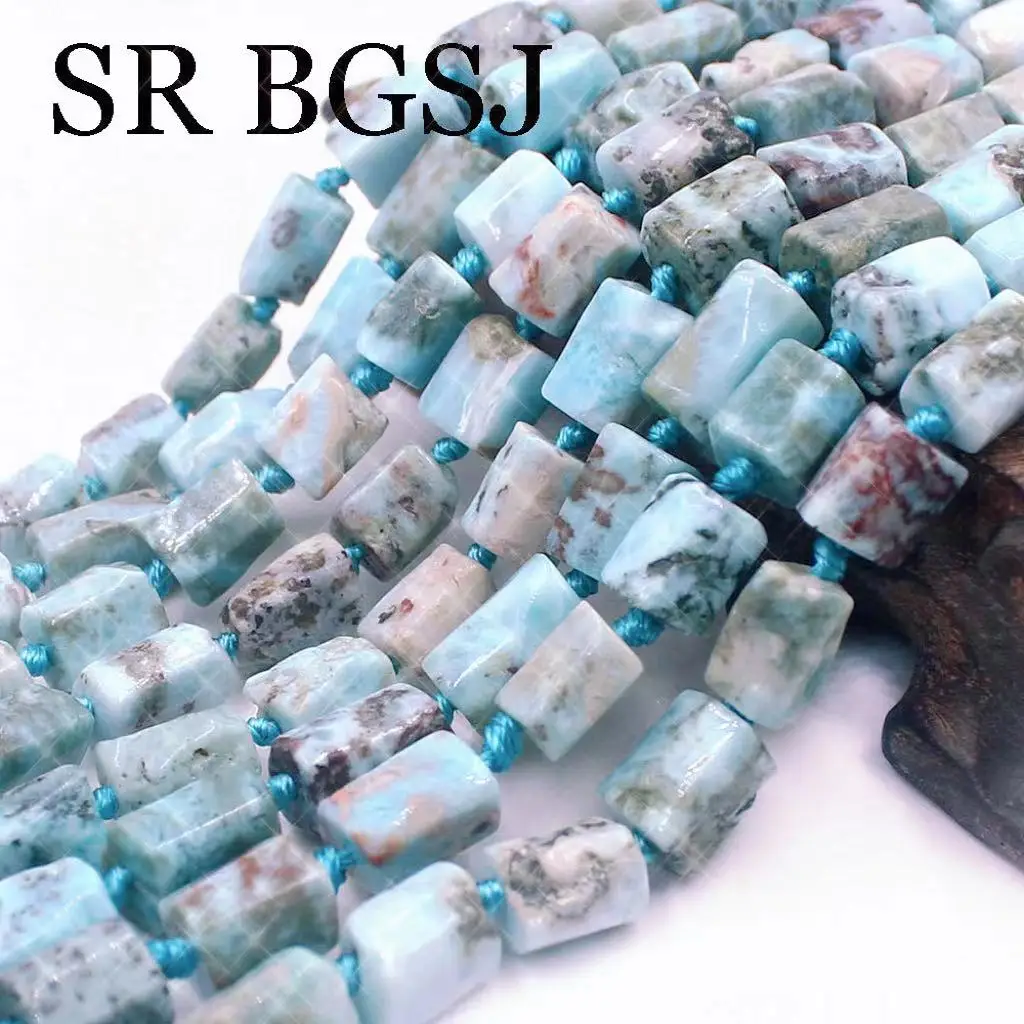 

Free Ship 8x10mm Natural Larimar Column Tube Faceted Stone Jewelry Making Wholesale Gems Beads Strand 15"