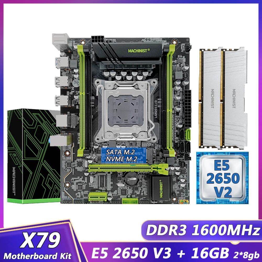 Machinist X79 комплект материнской платы с процессором Xeon E5 2650 V2 и памятью 16 ГБ DDR3 LGA 2011