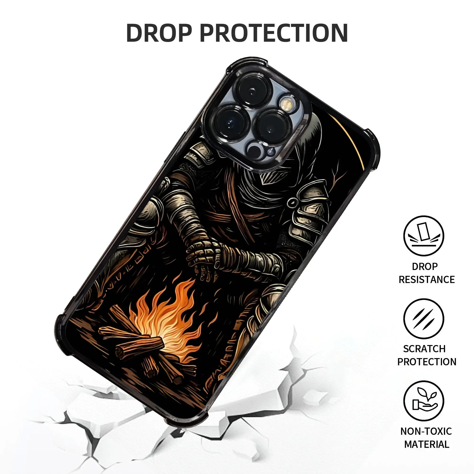 Фото Чехол для телефона Knight By The Bonfire DDark Souls с гальваническим покрытием для различных моделей телефонов №3