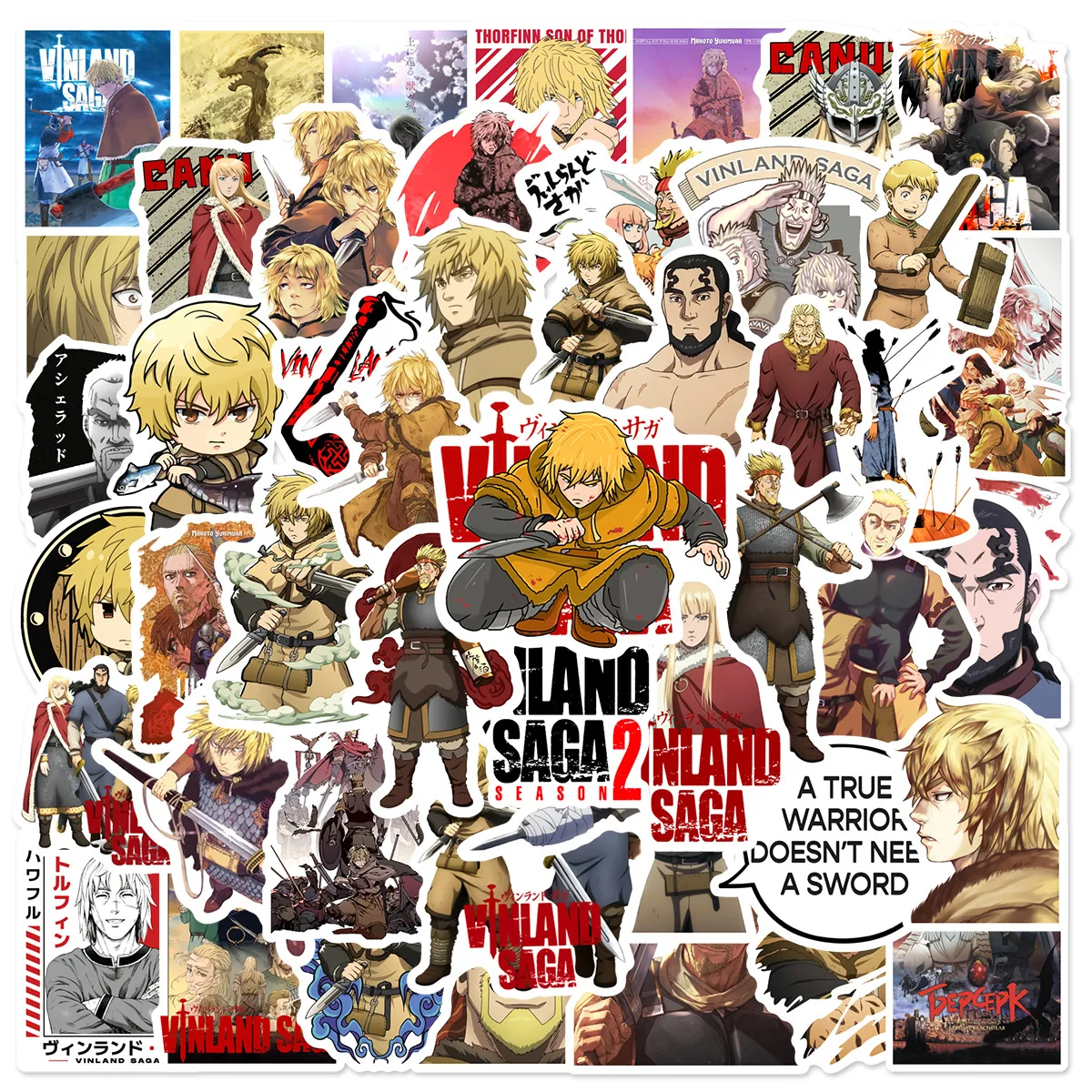 Фото 10/50 шт. Vinland Saga мультяшные наклейки крутые аниме наклейки приключения анимация украшения детские игрушки ноутбук гитара велосипед граффити №5