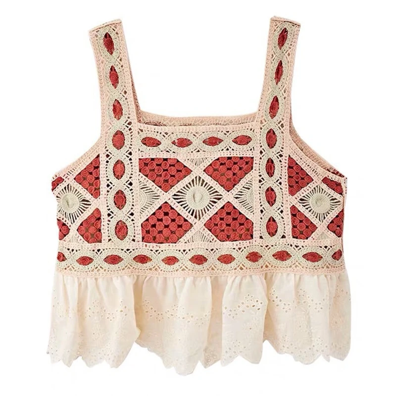 

Японские милые женские шикарные топы с вышивкой, короткие летние милые повседневные жилеты для девочек, безрукавка в стиле Харадзюку