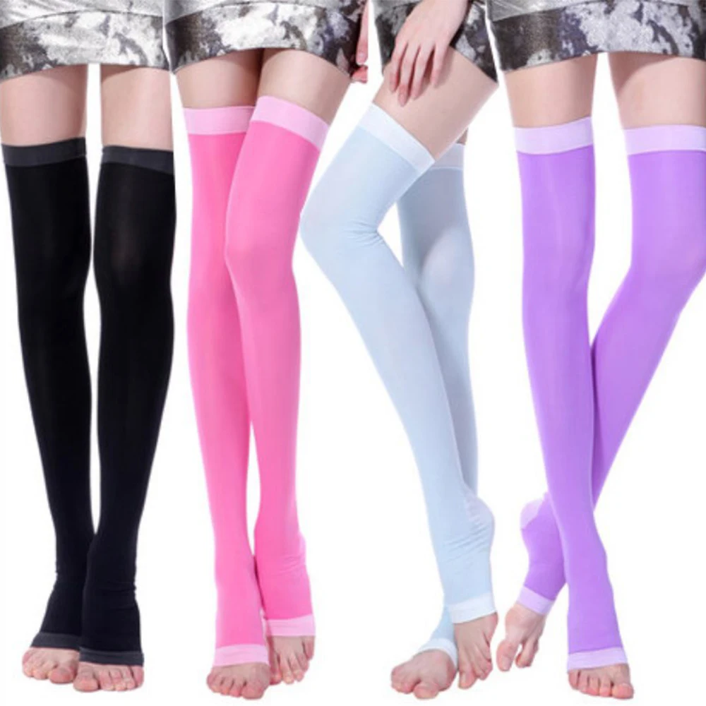 

Elastic Open Toe Knee High Compression Stockings Varicose Veins Treat Shaping Graduated Pressure Stockings Women'S Long Socks