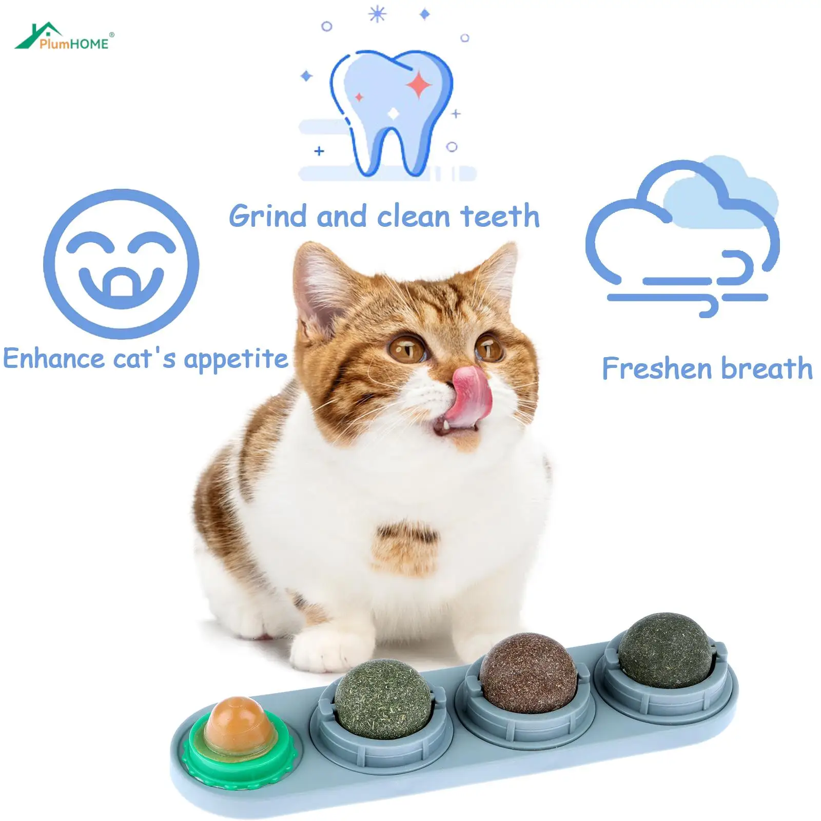 

Catnip Ball Set for Cat Safe Teeth Grinding Catnip Balls Kitty Toys Teeth Cleaning Dental Chew Lick Cat Toy Mint Wall Cat Treats