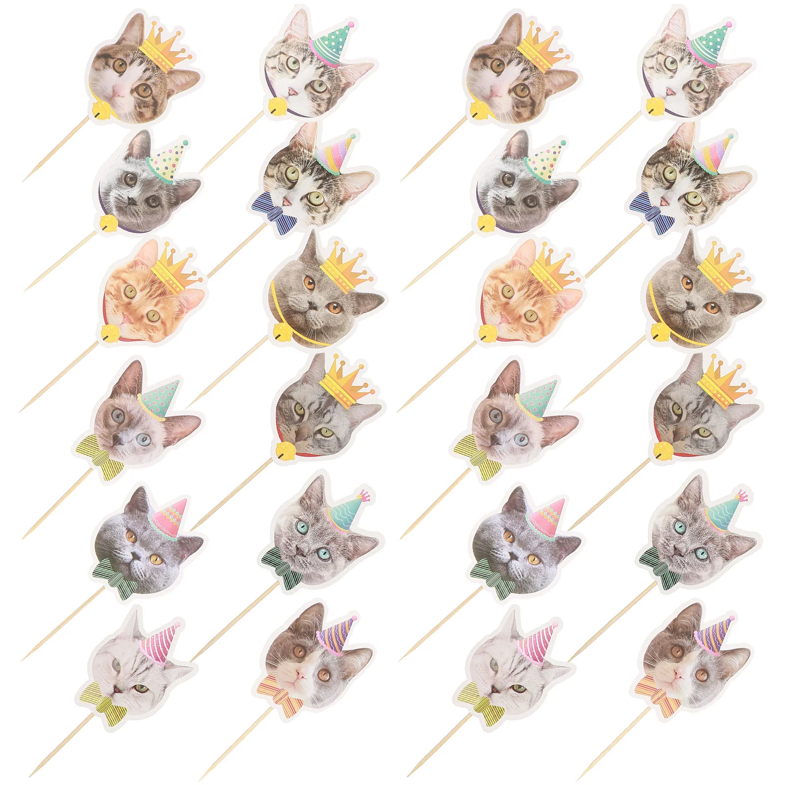 

24pcs Cat Cupcake Toppers Cats Kitten Theme Toothpicks For Birthday Shower Party Supplies