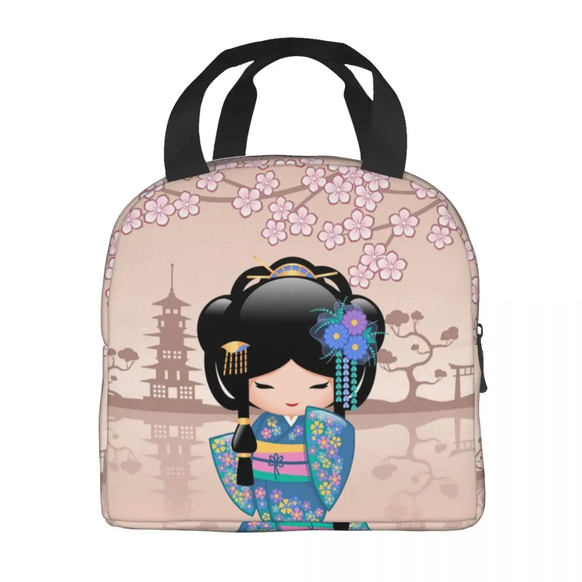 Пользовательские японские куклы Кико Кокеши с принтом изолированные сумки для