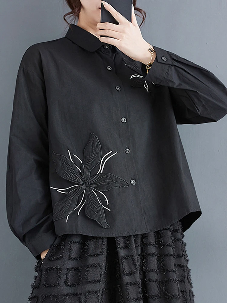 Женская рубашка с длинным рукавом NYFS однобортная блузка в стиле пэчворк цветами