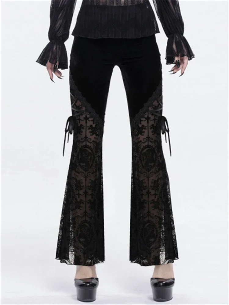 

Брюки женские кружевные в готическом стиле, с завышенной талией, в стиле панк