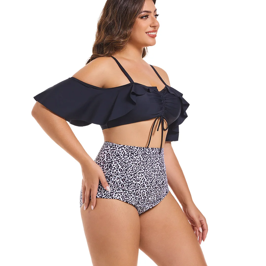 Пляжный отдых комплект бикини больших размеров для женщин купальники с рюшами