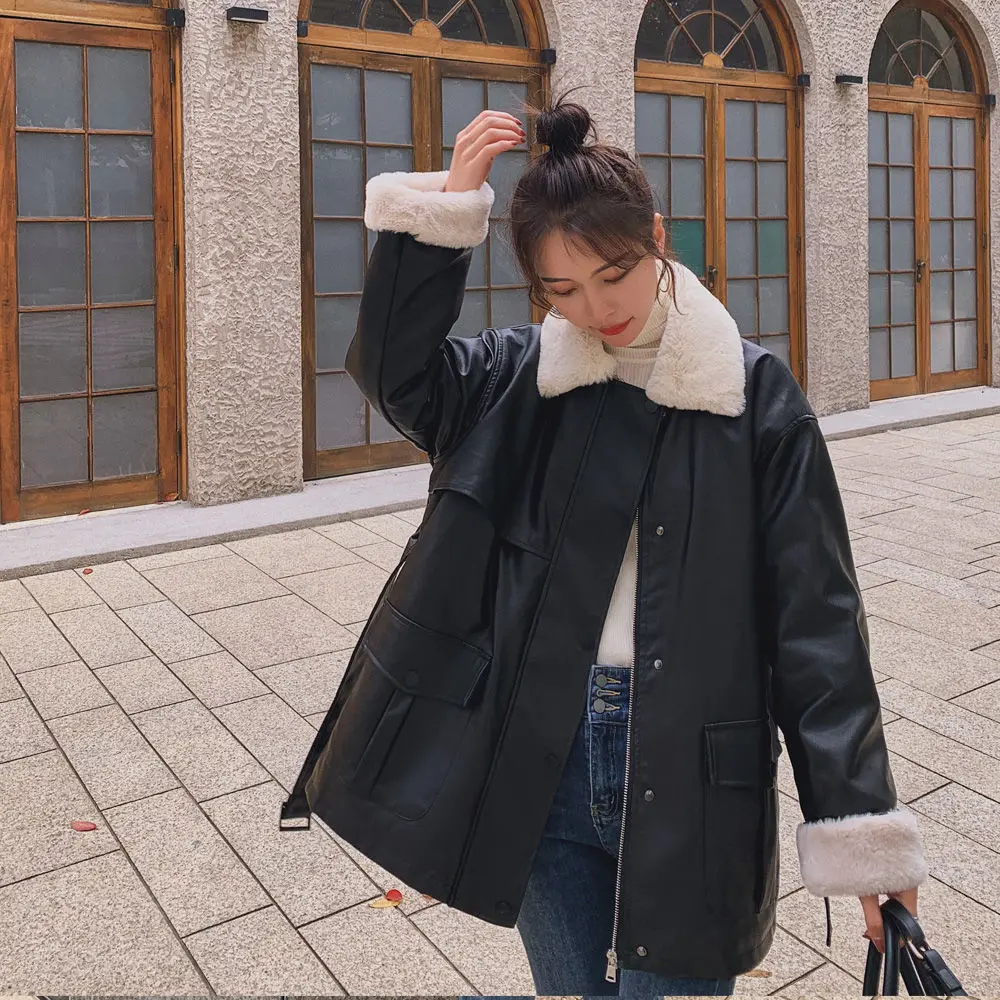 Jackets for Women 2022 Women Leather Jacket Women Motorcycle Coats Vintage Leather Jacket Women Leather Jacket Korean Long Coat