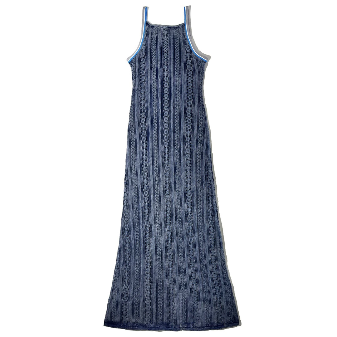 

145860 Fashion Classic Trendy Luxury Design Spring/Summer New Knitted Washed Sling Strap Dress Women D3