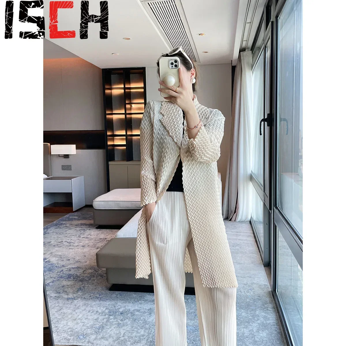 Женский плиссированный жакет тренчкот с лацканами модная универсальная длинная