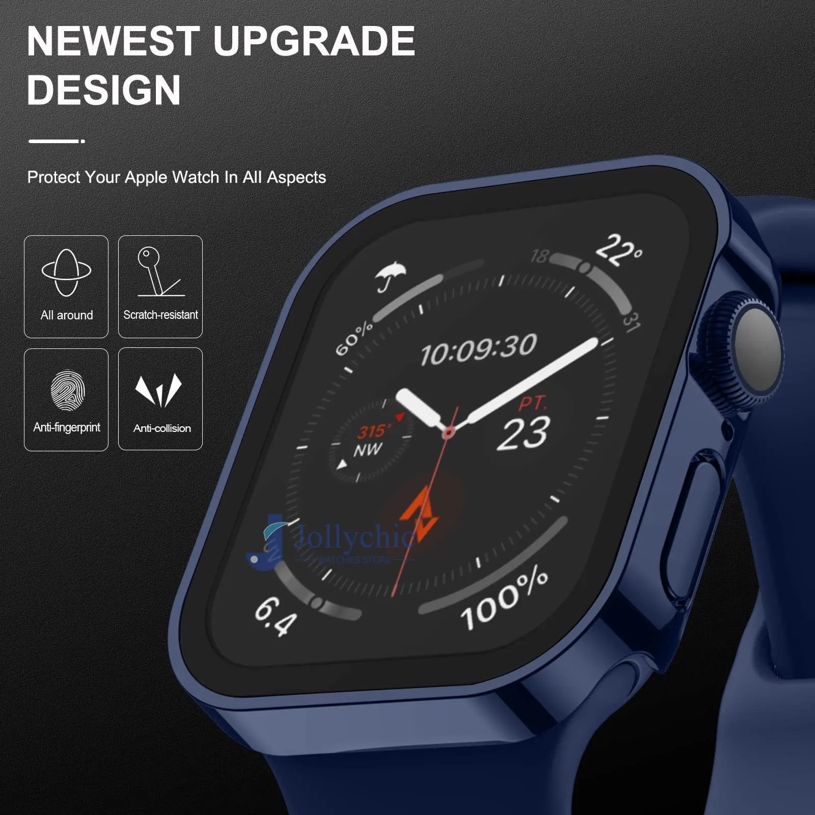 Waterproof Watch Case Tempered Glass for apple watch serie 8 7 cover 40mm 44mm 41mm 45mm protector Straight Edge IWatch 6 SE 5 4