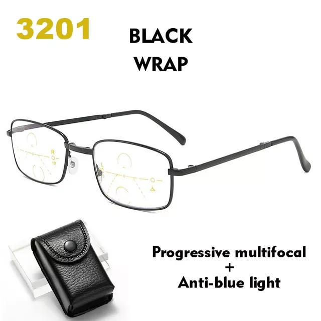 

Folding Reading Glasses Men Women Portable Multifocal Glasses Anti Blue Ray Presbyopic optical Eyewear with Leather Case trendi