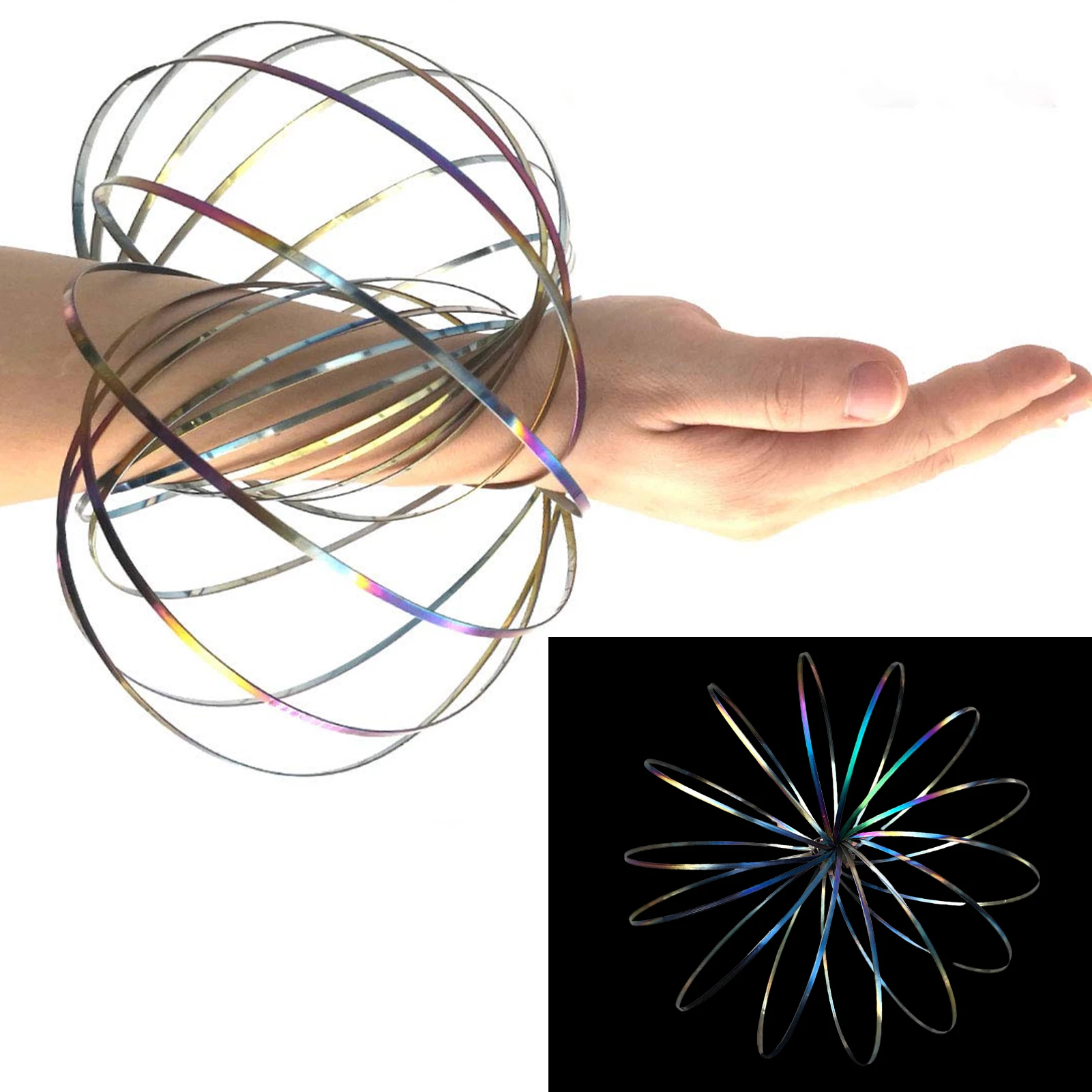 

Magic Bracelet Toy Spiral Metal Arm Ring Stainless Steel Firm Flow Ring Stress Relief Kinetic Science Educational Spring Ring