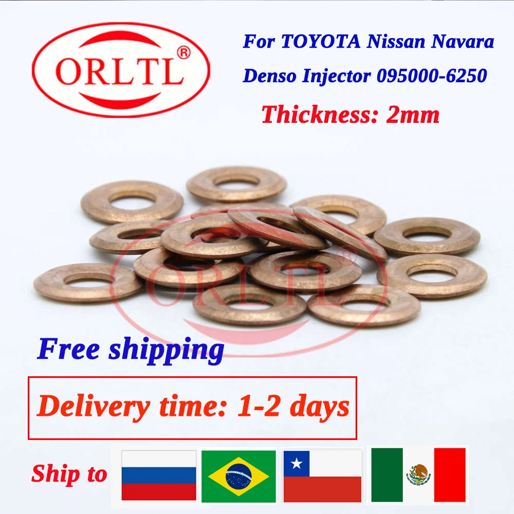 

Free Ship 10 PCS 2mm Gasket diesel injector shims Auto injector Spare Parts Copper Washer for Denso series injector 095000-6250