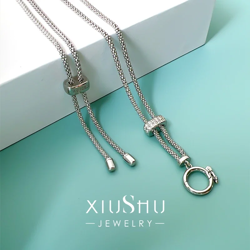 

Женская Роскошная универсальная цепь из стерлингового серебра 925 пробы в стиле Ins, модная цепочка для воротника с регулируемой длиной