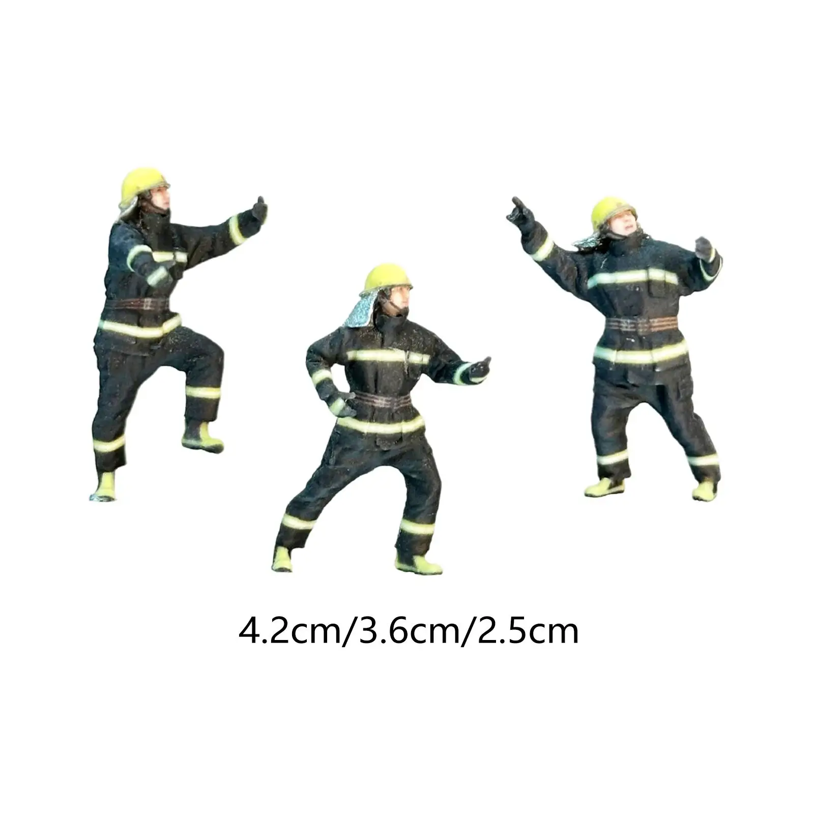 

3 Men Figures Collectible Role Play Figure Painted Figures Firefighter People Figurine for Fairy Garden Train Layout