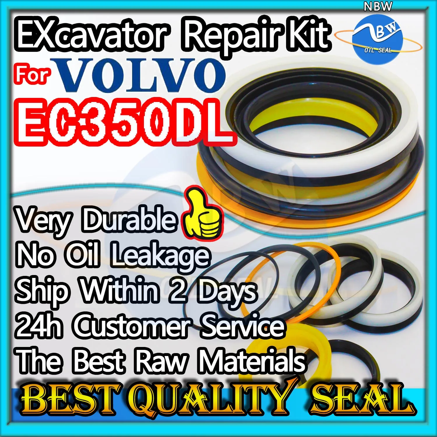 

For VOLVO EC350DL High Quality Oil Seal Kit Excavator Repair Gear Center Joint Gasket Nitrile NBR Nok Washer Skf Service Track