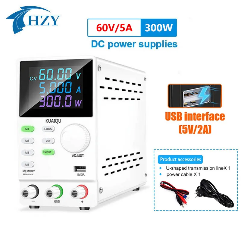 

Adjustable DC Power Supply 60V 5A Voltage Regulator Colorful LED Digital Laboratory Stabilizer Switching DC Power Bench Source