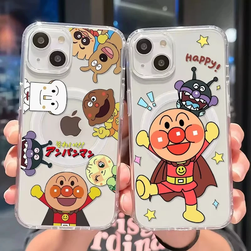 Фото Магнитный чехол для телефона Anime Anpanma Magsafe для iPhone 17, Air 16, 15, 14, 13, 12, 11 Pro Max Plus Mini SE 2020 2022, мягкий прозрачный №1