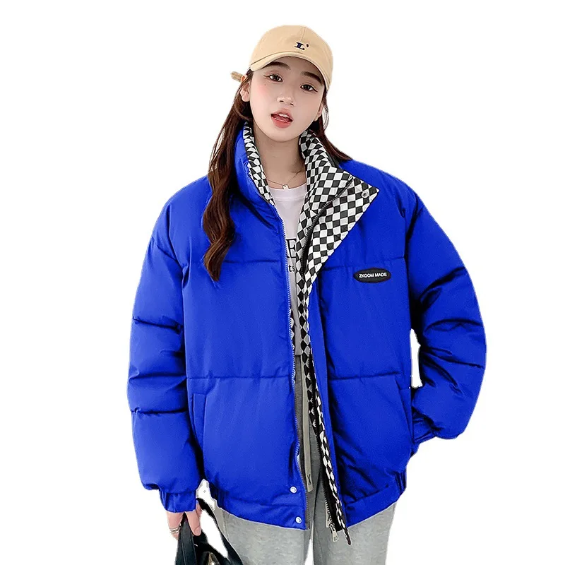 

Женская куртка на утином пуху в стиле хип-хоп, синяя и черная свободная Толстая теплая парка с длинным рукавом в Корейском стиле на каждый де...