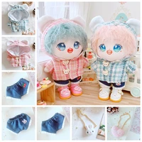 doll clothes mini animal hoodies bear shape button bear jacketjeansbag 20cm14inch cotton stuffed plush toy doll accessories