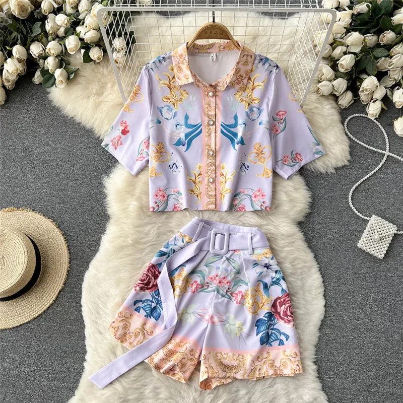 

Женский Блестящий однобортный джемпер с поясом и широкими брюками