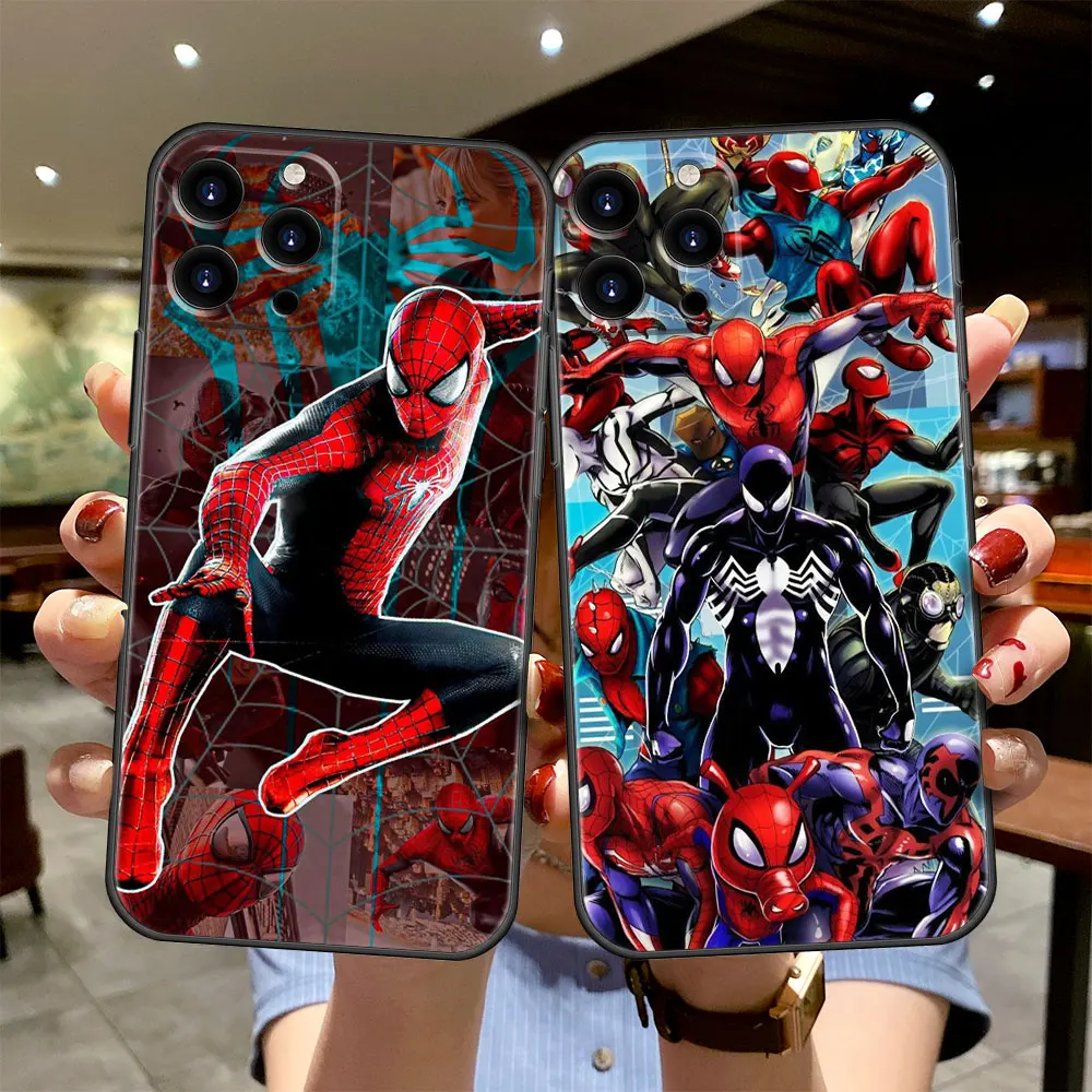 

Spiderman Marvel Celular Black Phone Case for Apple iPhone 11 12 13 Pro Max XS 8 Plus XR SE 7 12pro 6plus 7plus 7+ 6+ 2020 6S