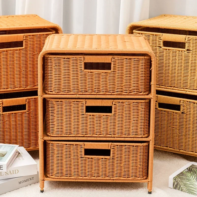 Прикроватный столик в скандинавском стиле двухслойный для хранения с выдвижным