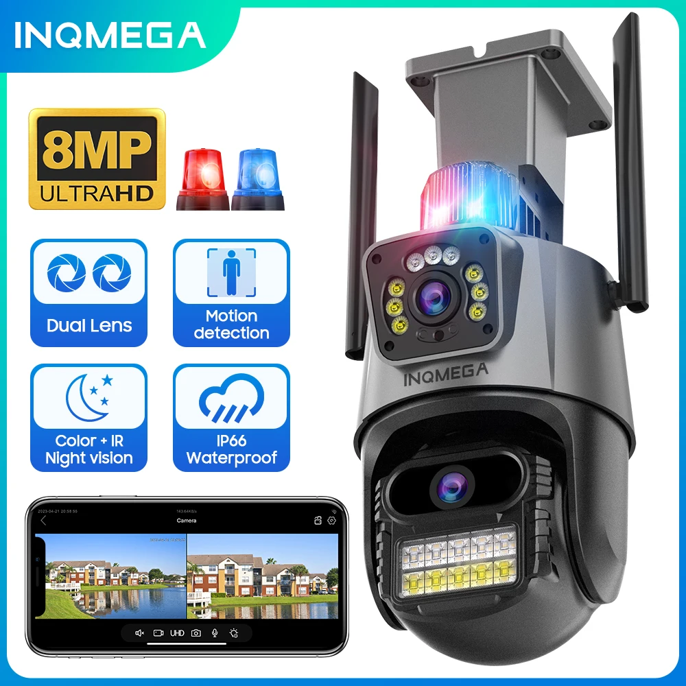 INQMEGA 4K 8MP WIFI камера наблюдения PTZ IP камеры безопасности Открытый двойной объектив децион движения CCTV видео камера ночного видения