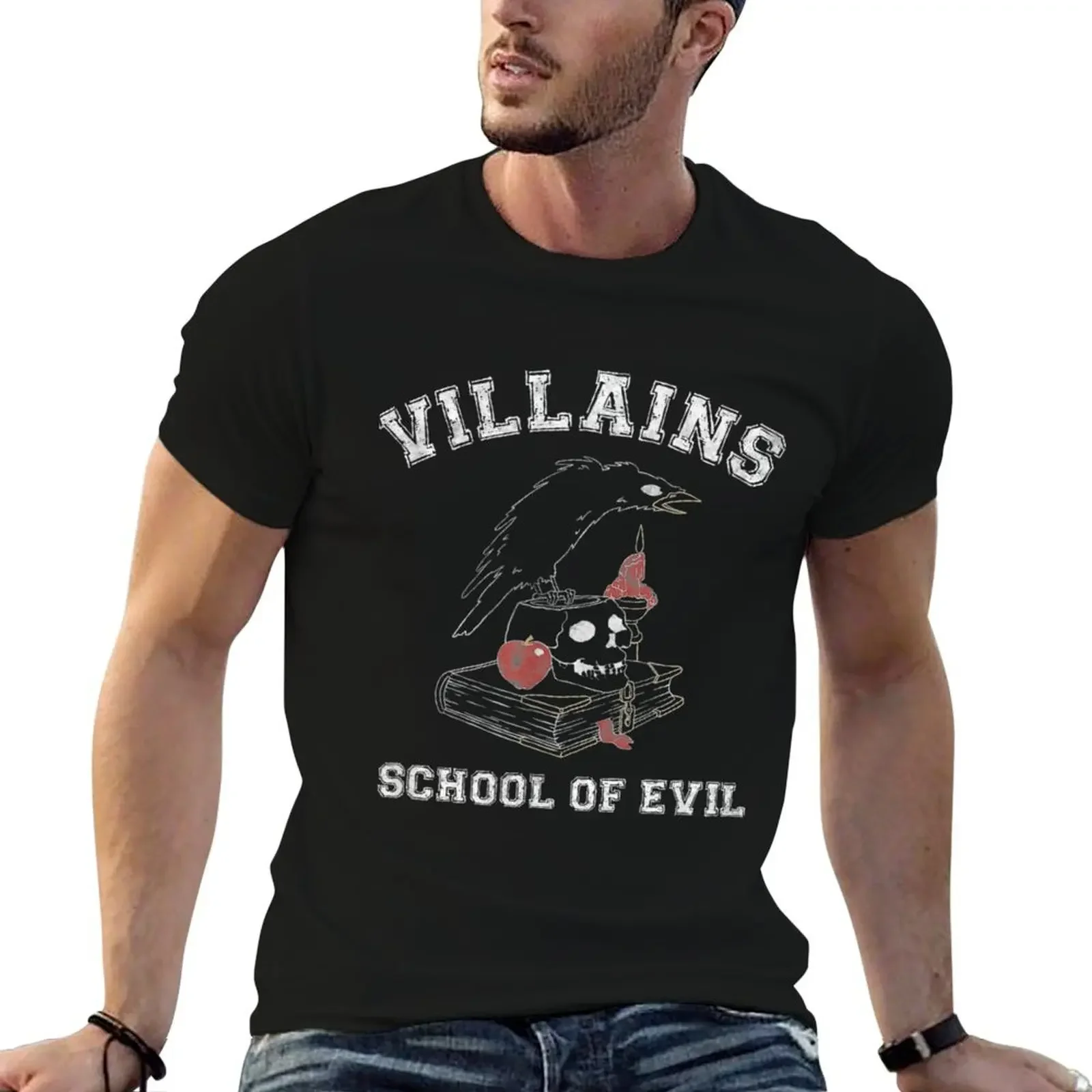 Футболка Villains Collegiate School Of Evil рубашки с рисунком дешевые вещи корейские модные