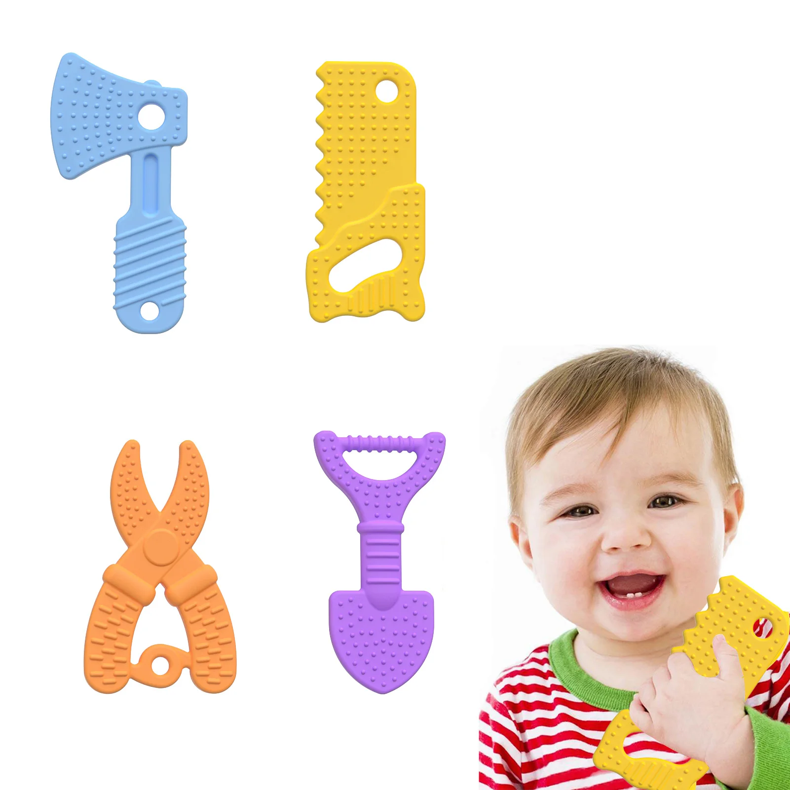 

4pcs Teething Toys For Infant Silicone Infant Sensory Toys Infant Chew Toys To Soothe Babies Sore Gums Sensory Exploration And