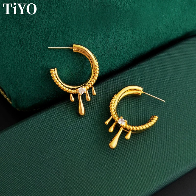 

Modern Jewelry 925 Silver Needle Gold Color Earrings 2022 Trend New Geometric Metal Copper Drop Earrings For Women Girl Gifts