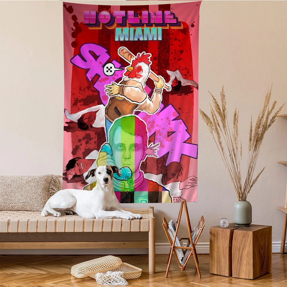Hotline Майами аниме гобелен хиппи цветок настенные ковры Декор для спальни дешевый