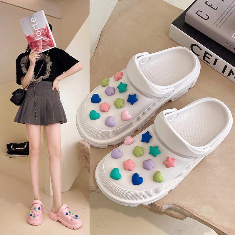 

Шлепанцы женские с перфорацией, пляжные сандалии для отдыха на открытом воздухе, клоги, плоская подошва, Симпатичные сланцы для дома и сада