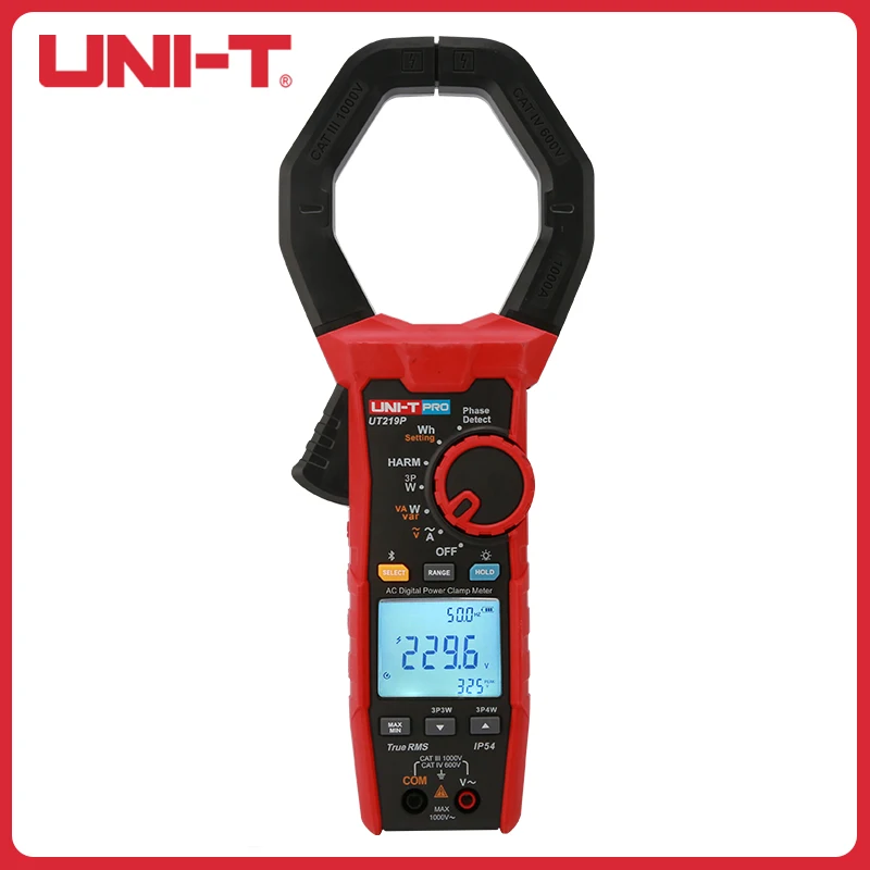 

UNI-T UT219P 1000A Digital Power Clamp Meter True RMS Power and Harmonics Clamp Meter Harmonic Analysis Phase Angle Current Test