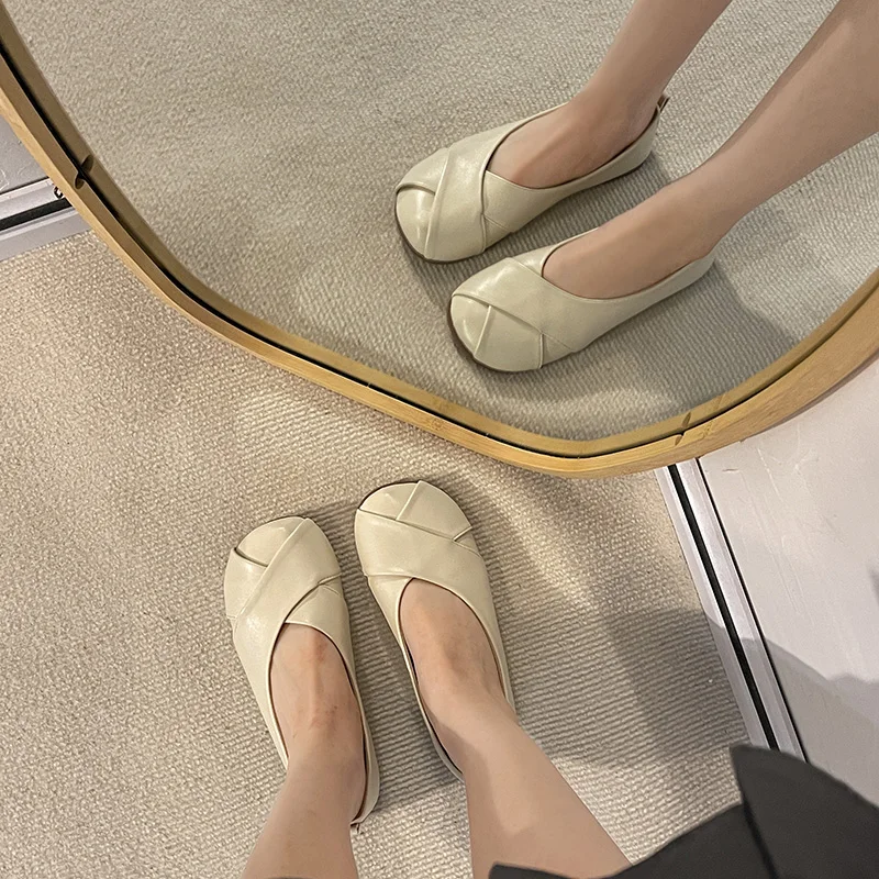 

Туфли женские универсальные без шнуровки, повседневные кроссовки, Мокасины с закрытым носком, плоская подошва, без застежки, лето-осень