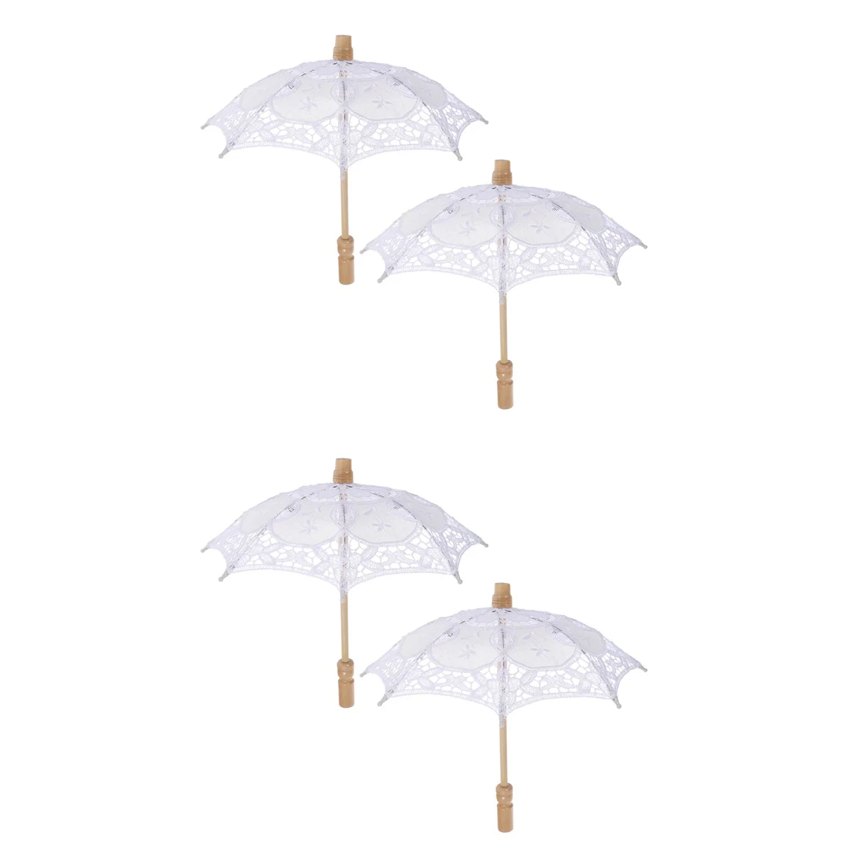

4 Pcs Parasol Prop Umbrella Bride Black Wedding Decor Small Lace Umbrellas Wooden