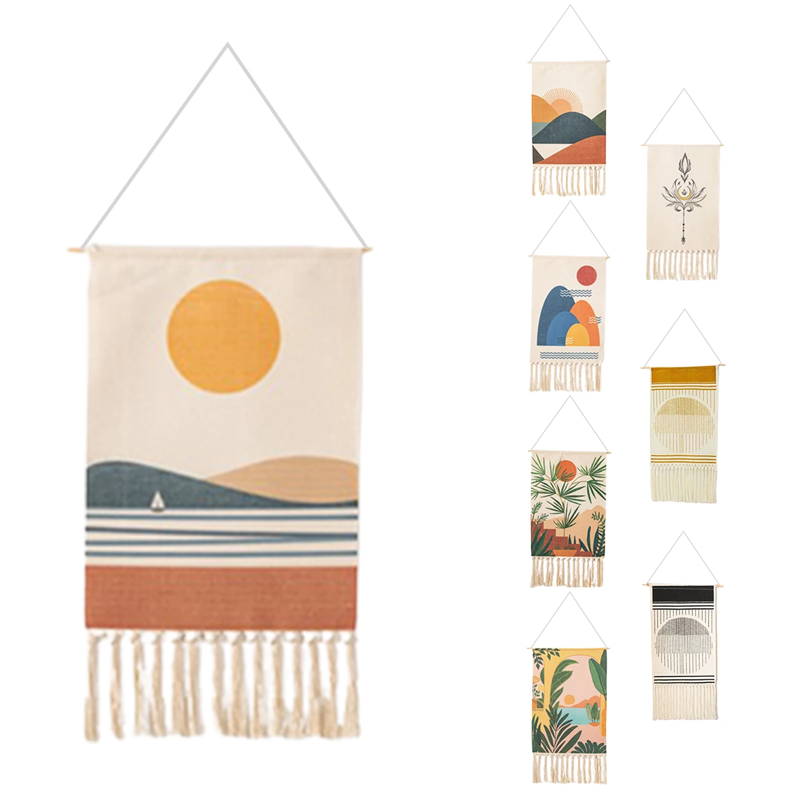 

Простой и свежий настенный гобелен в стиле хиппи, спальни, стиль ретро, украшение на стену с кисточками, гобелен из макраме, 50x70 см