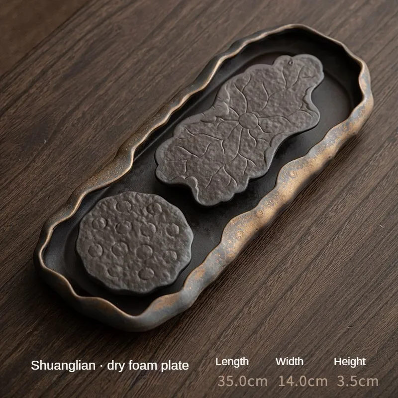 Позолоченный керамический чайный поднос