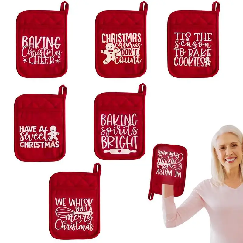 

Рождественские подставки для кастрюль | Термостойкие рождественские рукавицы для духовки с принтом и орнаментом перчатки для печенья | Фер...