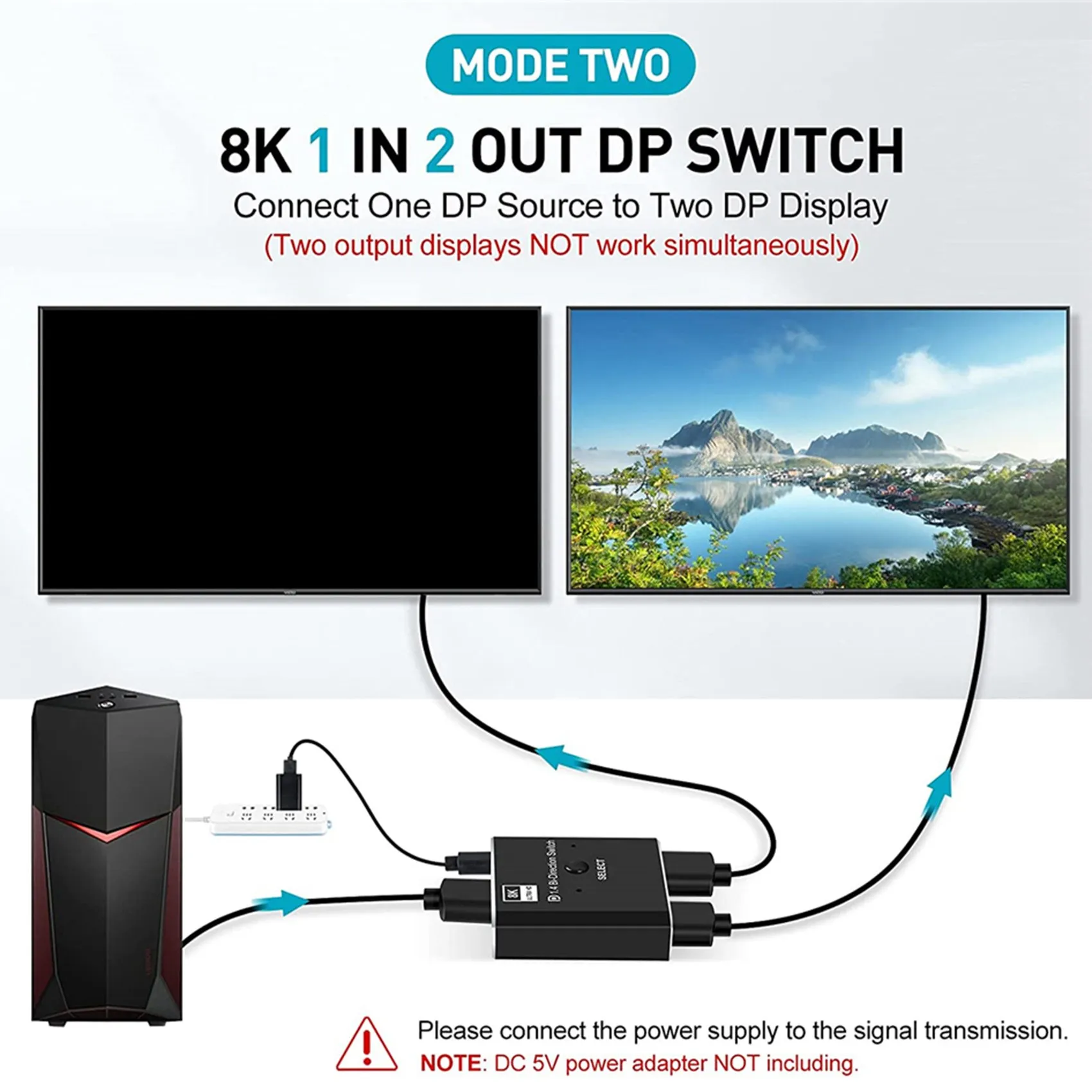 Displayport1.4 переключатель 8K Displayport двунаправленный Разветвитель переключатель Displayport KVM 2X1 1X2 дисплей-порт 8K @ 30 Гц 4K @ 120 Гц