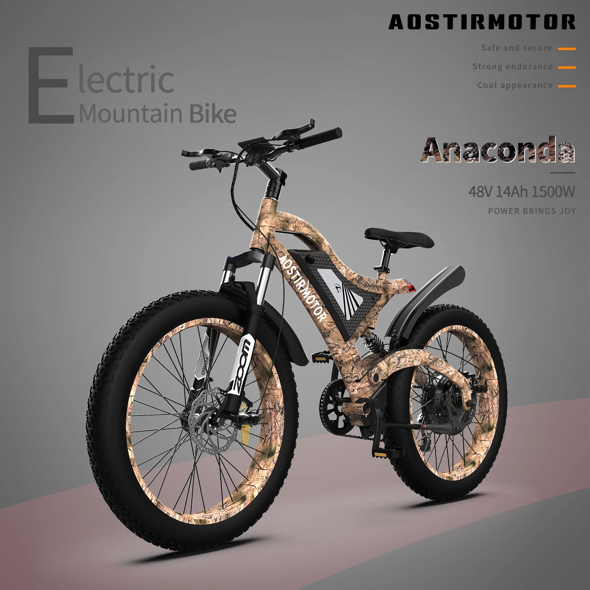 

Electric bicycle 26" 1500W Electric Bike Fat Tire 48V 15AH Removable Lithium Battery for Adults S18-1500W