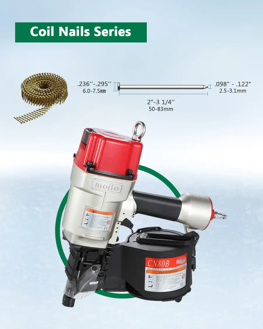сверхмощный пистолет для гвоздей Meite cn80 с катушкой