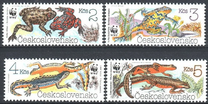 

4 шт., Чехословакия, 1989, дикие животные, настоящие оригинальные марки для коллекции, MNH