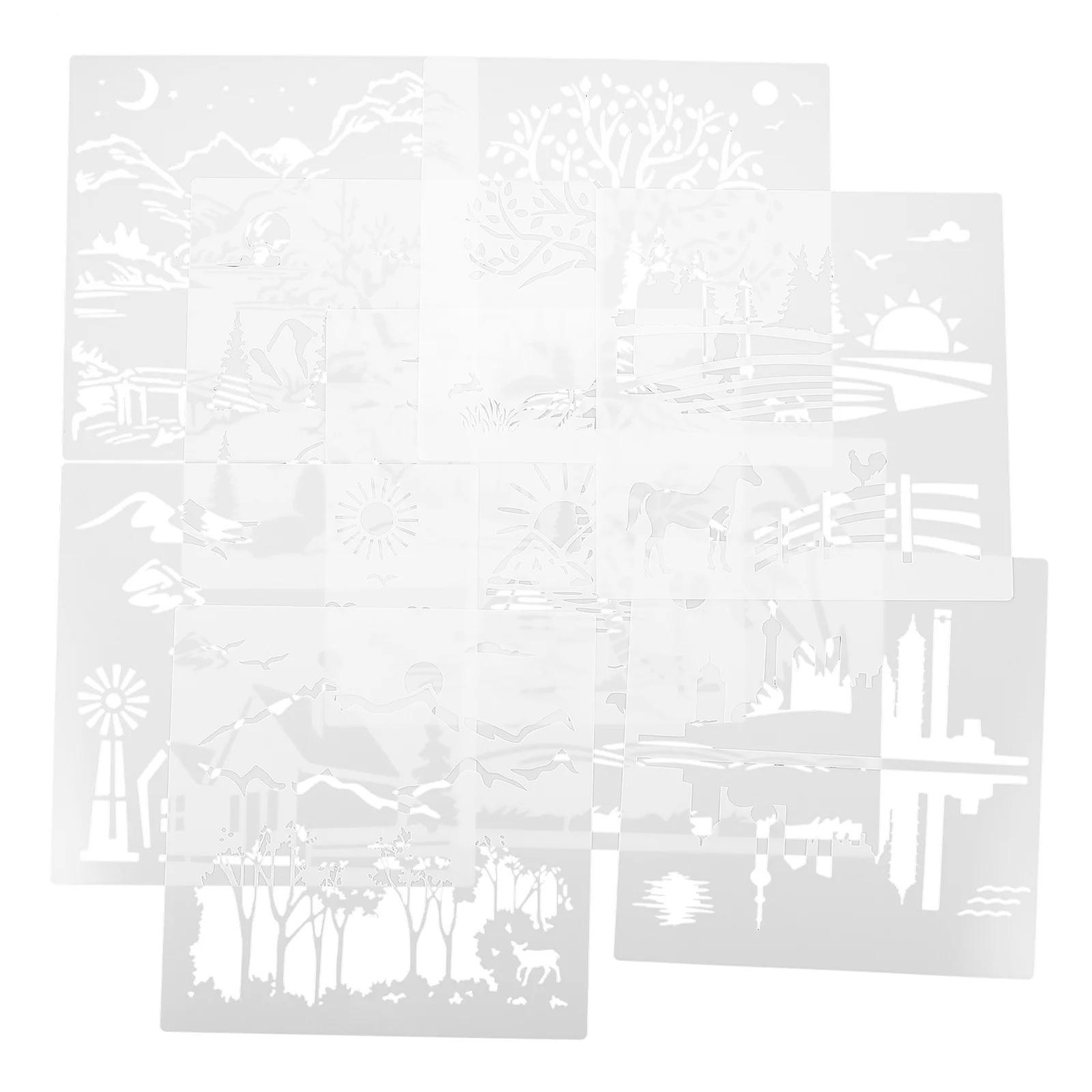 

Landscape Painting Template Hollow-out Scenery Stencils For Diy Crafts Plastic Embellishments Crafting