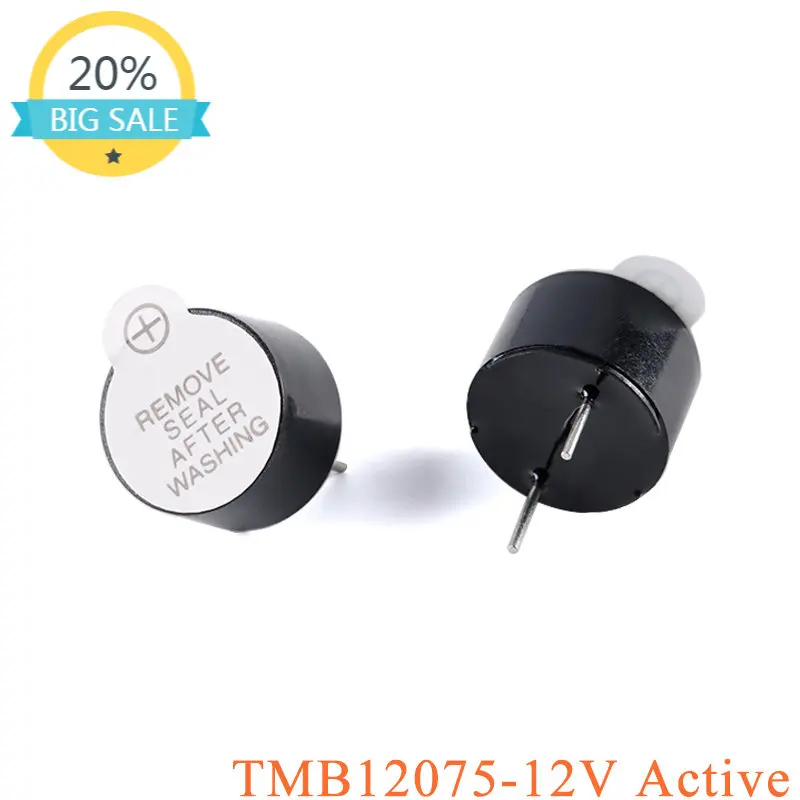 

10pcs TMB12075 12V Integrated Active Buzzers Electromagnetic Buzzer 12*7.5mm High Temperature Alarm Speaker